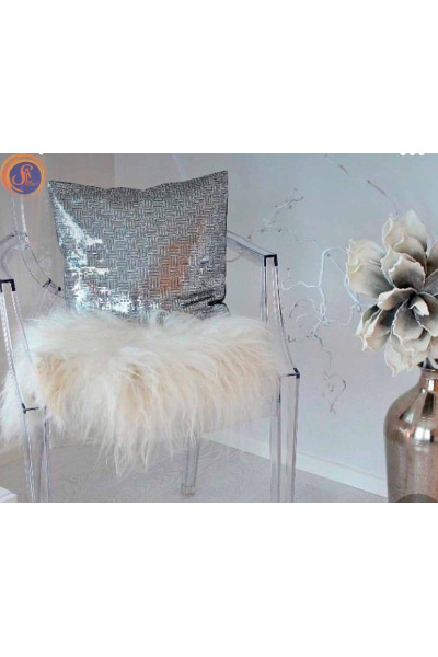 Подушка паєтка срібло