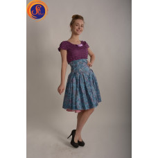Юбка голубая и блуза фиолетовая 60-е