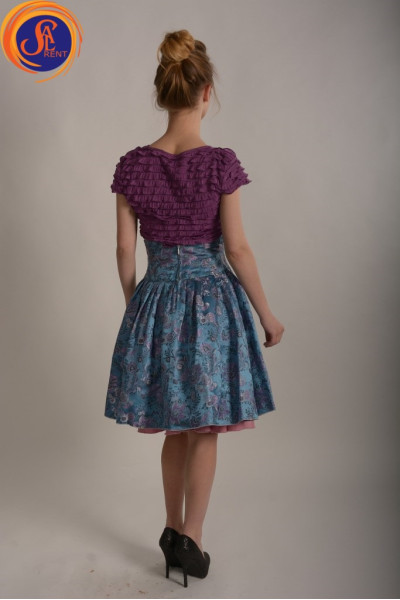 Юбка голубая и блуза фиолетовая 60-е