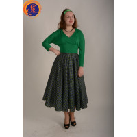 Юбка клетка зеленая и блуза зеленая 60-е