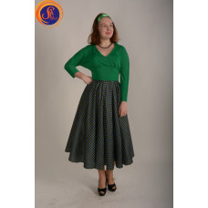 Юбка клетка зеленая и блуза зеленая 60-е