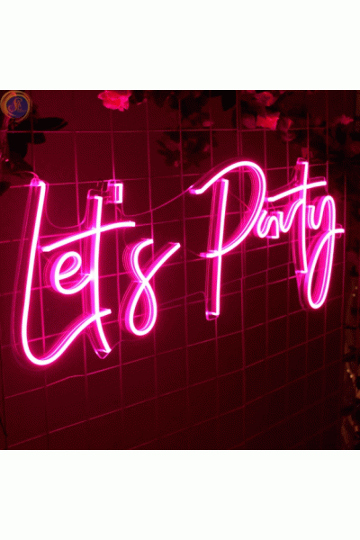 Неонова вивіска "Let's Party"